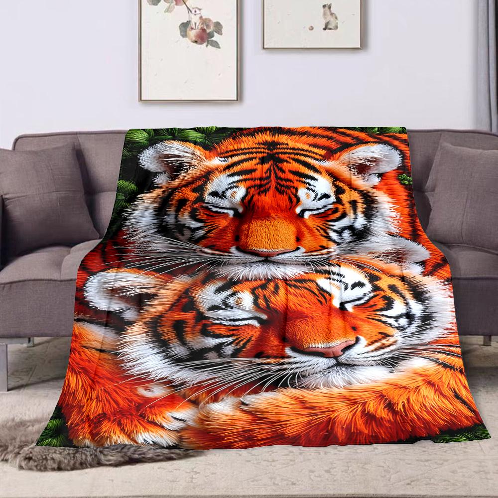 Sleeping Tigers In Vibrant Detail Patterned Flannel Blanket Perfect for the Bedroom Living Room, Sofa, or a Little Nap