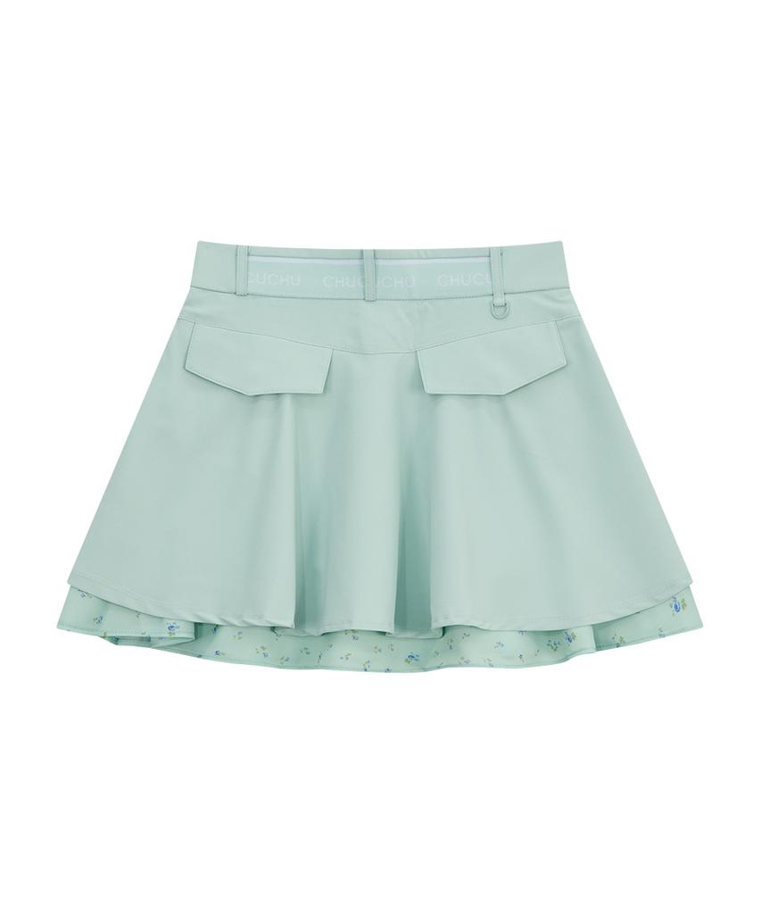 CHUCUCHU Pastel Double Flare Skirt (Light Green) Cbfss-Sk001W