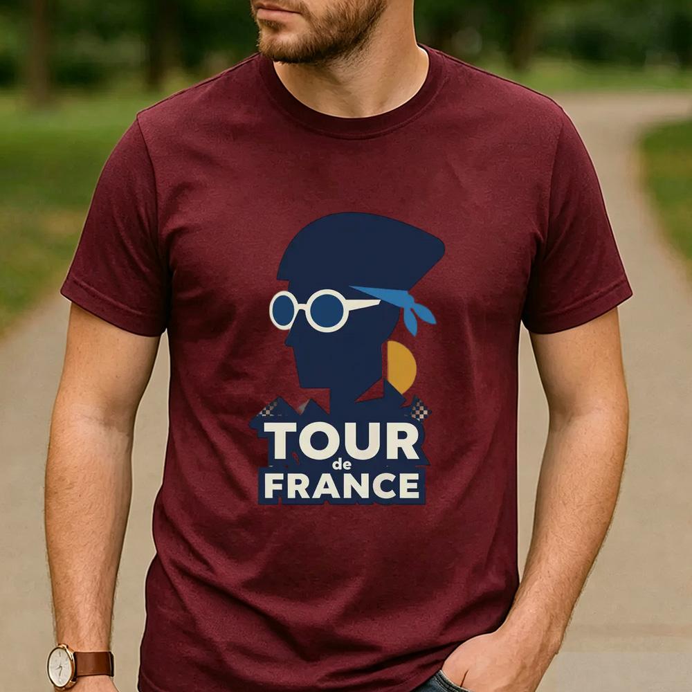Pro Cycling Fan Cotton T Shirt Short Sleeve Tour De France Retro Beret Sunglasses Rider Graphic Unisex Road Race Sports Tee