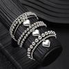 7Pcs/Set Chic Heart Charm Beaded Bracelet Set For Women Vintage Simple Silver Color Exquisite Multi-Layer Bracelets Jewelry Gift