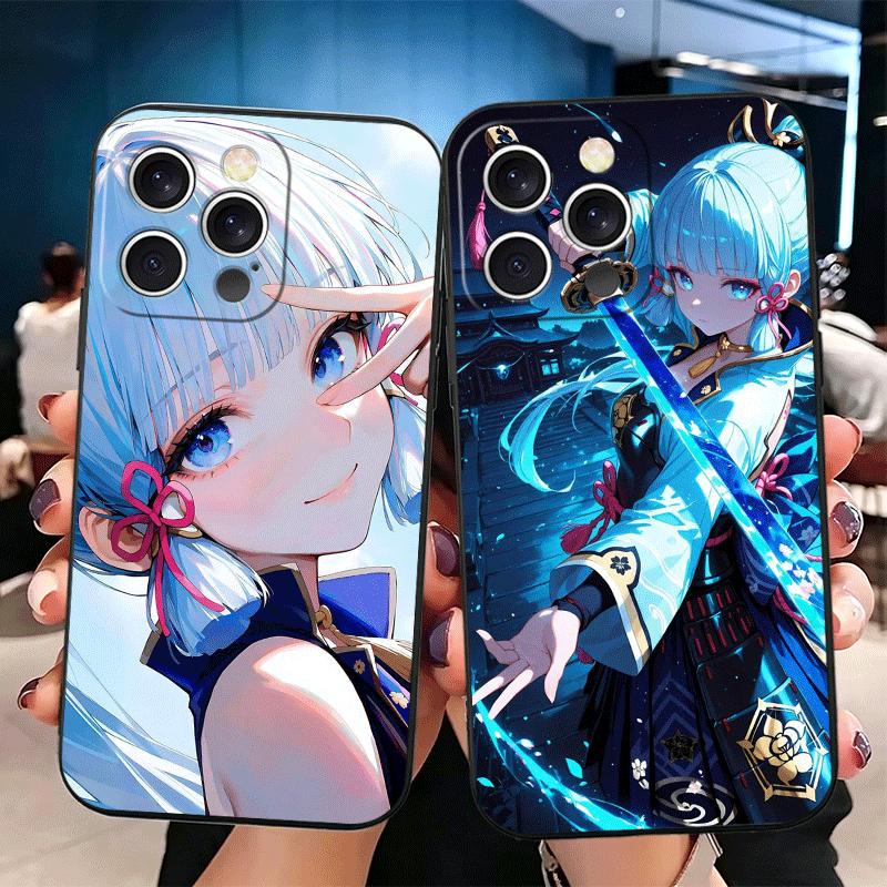 Genshin Impact Kamisato Ayaka Soft Phone Case for iPhone 16 16E 17 Air 15 Pro Max 14 Plus 13 Mini 11 12 7 Black Cover Back Shell