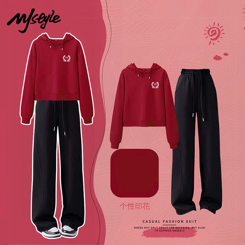 MJ STYLE Women s Hooded Sweatshirt & Banana Pants Set L