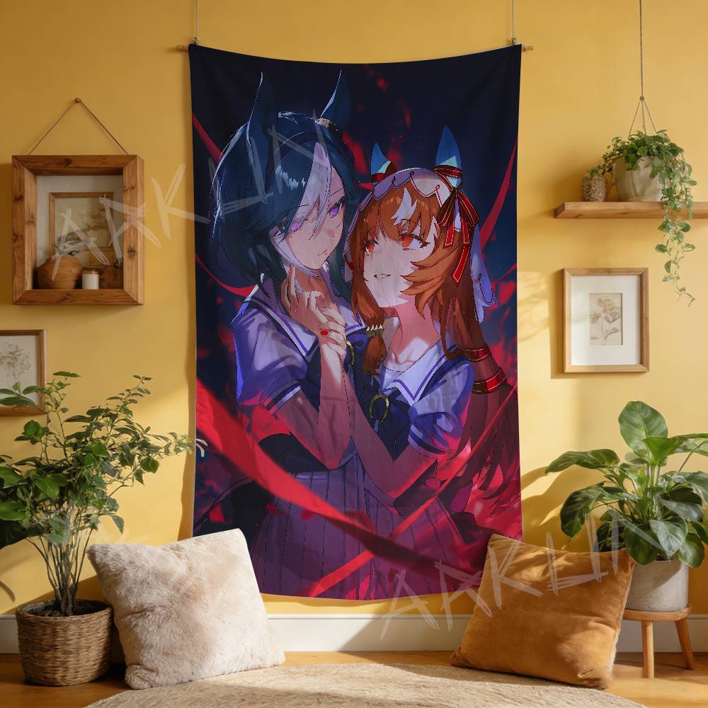 Tapestry Decorative Hot Uma Musume Anime Gaming Girl Tapestry Wall Art Hanging Dorm Background Cloth Banner Fans Gift Home Decor