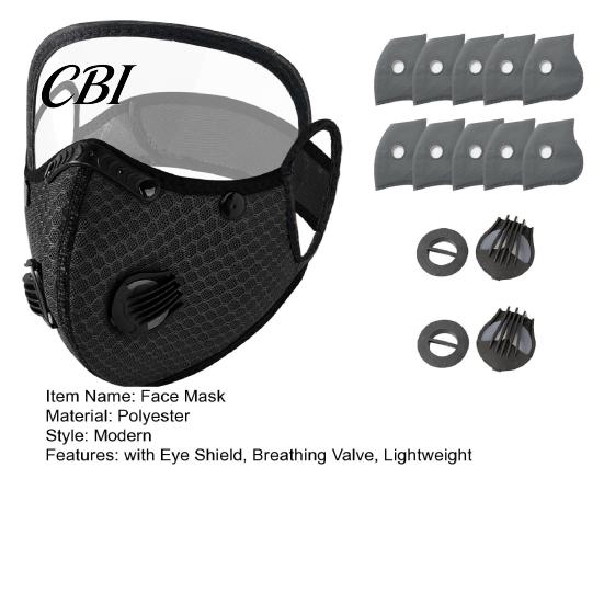 Woodworking Protective Mask Cycling Face with Filter & Breathing Valve, Reusable Carbon Dust Adjustable Goggles, Lightweight Protection Shield