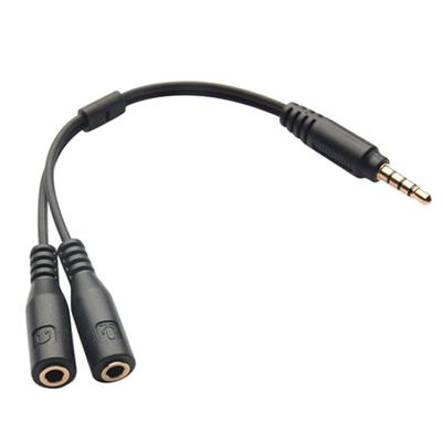 3.5mm Earphone Headphone Male To 2 Female Y Splitter Audio Mic Adapter Cable For iPhone