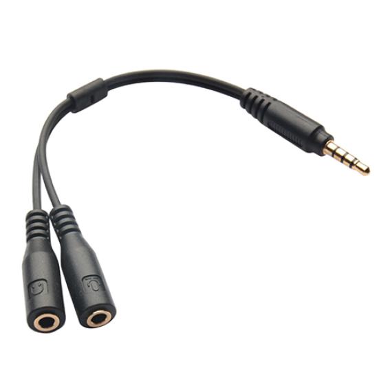 3.5mm Earphone Headphone Male to 2 Female Y Splitter Audio Mic Adapter Cable For iPhone