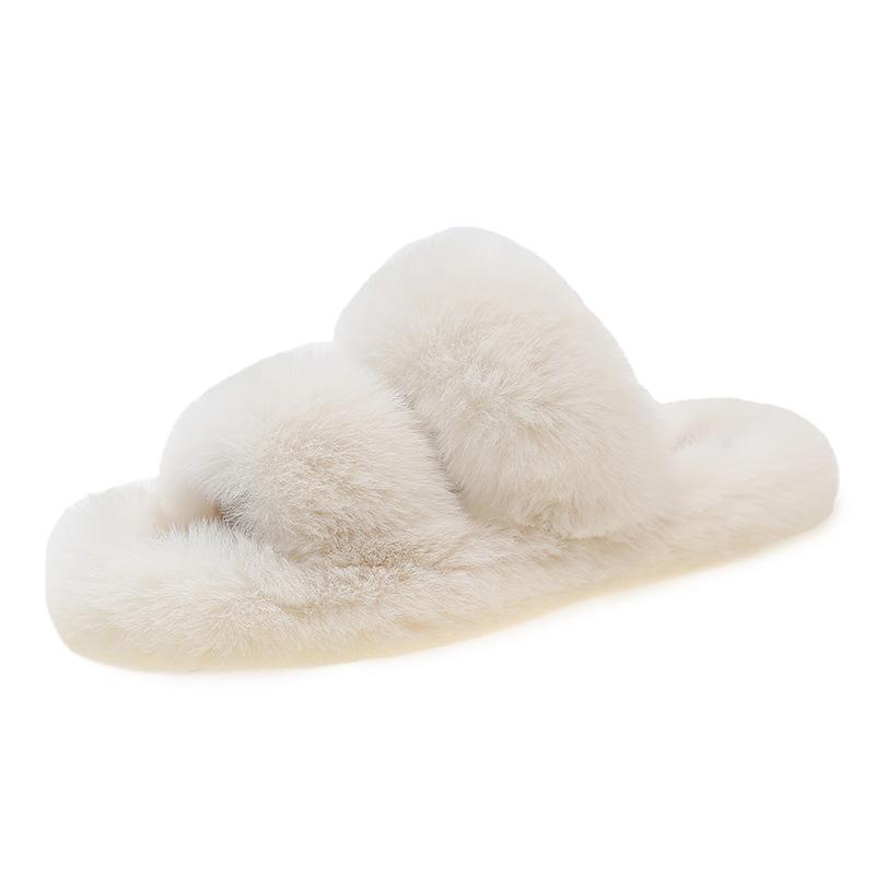 Autumn and winter new home versatile thick bottom one word hair hair drag outside wear casual slippers women