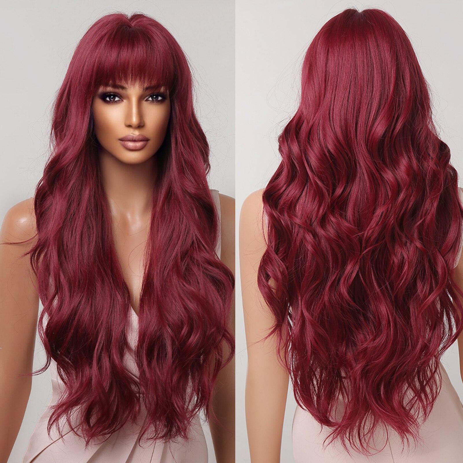 

ALAN EATON Brown Blonde Highlights Wig Довгі хвилясті жіночі синтетичні перуки з чубчиком Термостійкі косплей перуки для волосся для жінок афро
