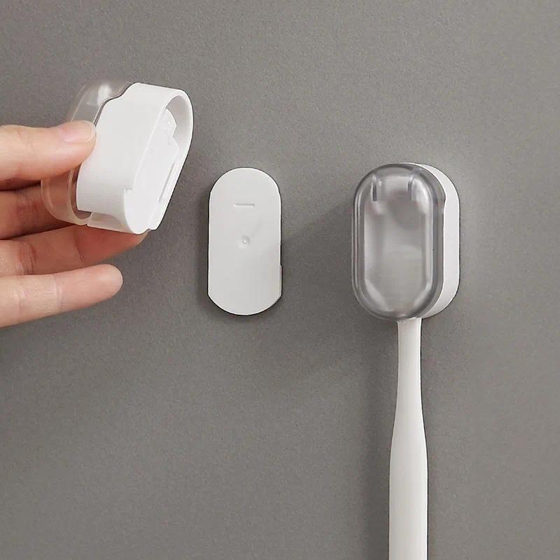 1-5 Pezzi Porta Spazzolino da Denti Senza Polvere Montaggio a Parete Senza Foratura Scaffale di Stoccaggio Risparmio di Spazio Organizzatore per Spazzolino da Denti per Bagno Domestico