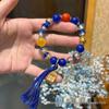 Popular Ancient Style Sugar Heart Bracelet with Five-Color Multi-Treasure Zha Ji Pendant and Blue Glaze