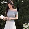 MJ Style Irregular Off-Shoulder Crop Top