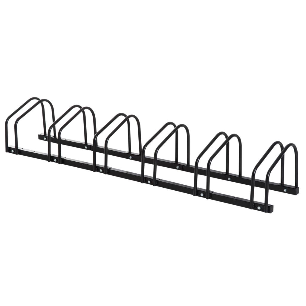 Bike Rack for 6 Bicycles, Weatherproof, Wall or Floor Mount, Steel, 179 x 33 x 27 cm
