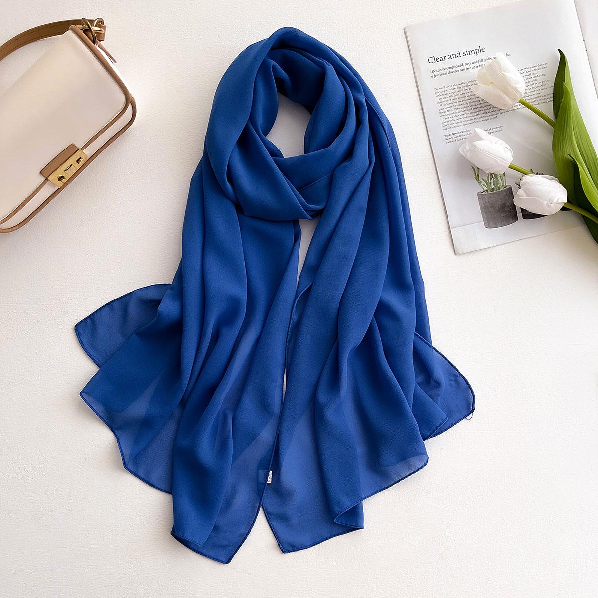 Damen Chiffon Hijab Schal Premium Chiffon Muslimische Hijabs Einfarbig Gute Nähte Maxi Wickeltuch Musulman Femme Einfarbige Schals