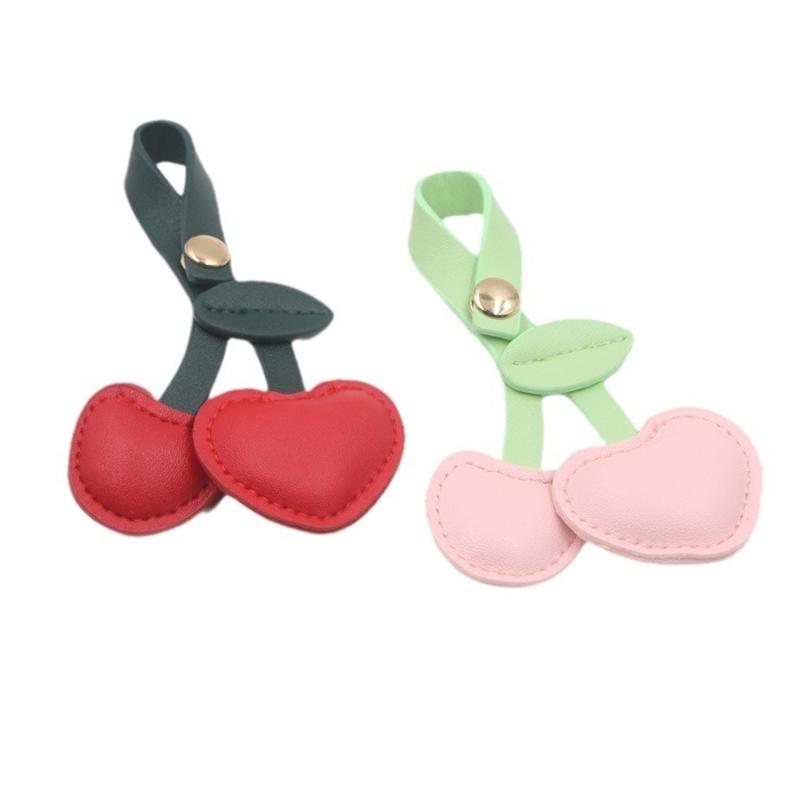 Stylish Cherrys Designs PU Leather Keychain For Women Portable Bag Charm Accessory