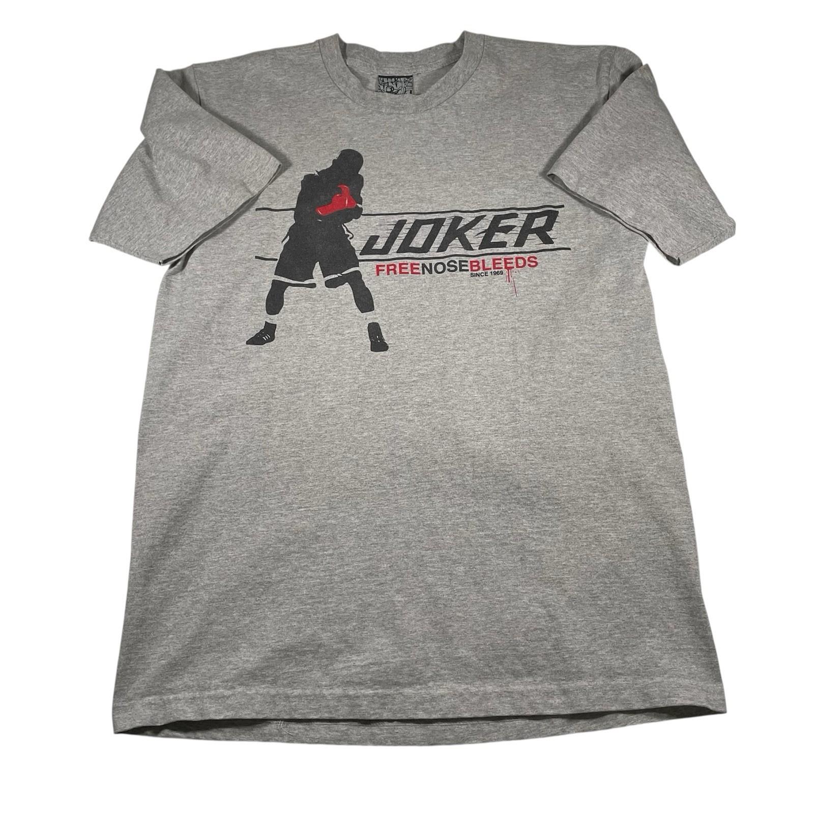 Vtg Y2K Joker Brand T XL Free Nose Bleeds Boxing Graphic Hip Hop Gray Unisex T-Shirt XXXL