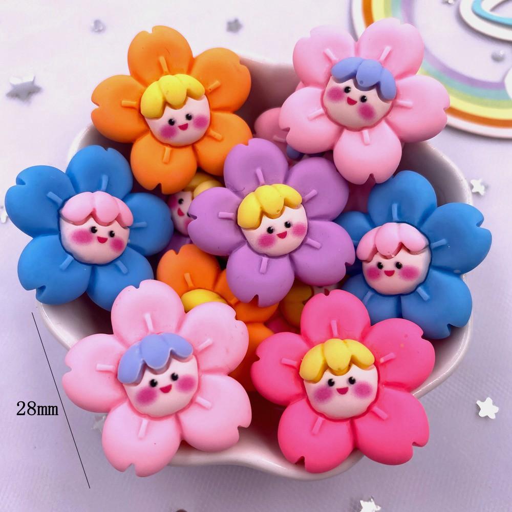 10 STÜCKE Bunte Harz Cartoon Mädchen Blume Flatback Tier Cabochon Figur Heimdekor DIY Scrapbook Basteln Schleifen Zubehör