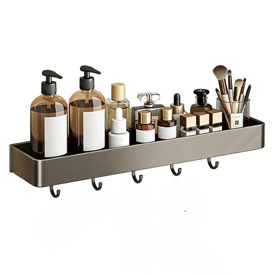 Wall-Mounted Bathroom Shelf Rustproof Aluminum Shower Caddy with Drain Holes Heavy Duty Storage Shelf for Kitchen Laundry Room