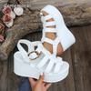 Fashion Roman Style Women's Wedge Heel Sandals Thick Bottom Buckle Strap Gladiator Sandals Woman Summer White Chunky Platform Sandalias