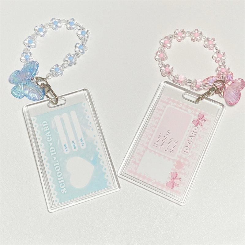 Stylish Clear Acrylic Butterfly Keychain Featuring Builts In Card Holder for Keys and Cards Storage