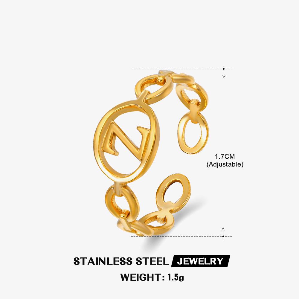 

Модное открытое регулируемое кольцо с 26 буквами, золотое кольцо из нержавеющей стали, не выцветающее простое кольцо для женщин, модные аксессуары