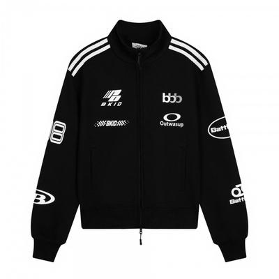 Mens Retro Streetwear Zip-Up Jacket Cotton Blend Loose Fit Fall Winter Outerwear Teens
