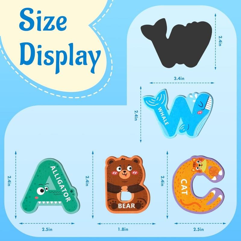 Fridge Magnetic Letters Cute Animal Alphabet 26 Uppercase Letters Learning Toys for Toddlers 1-3 Ideal Educational Gift