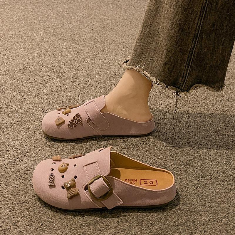 Baotou Crocs Half-slippers Women's Spring Shoes Retro Breathable One-foot Flip-flops