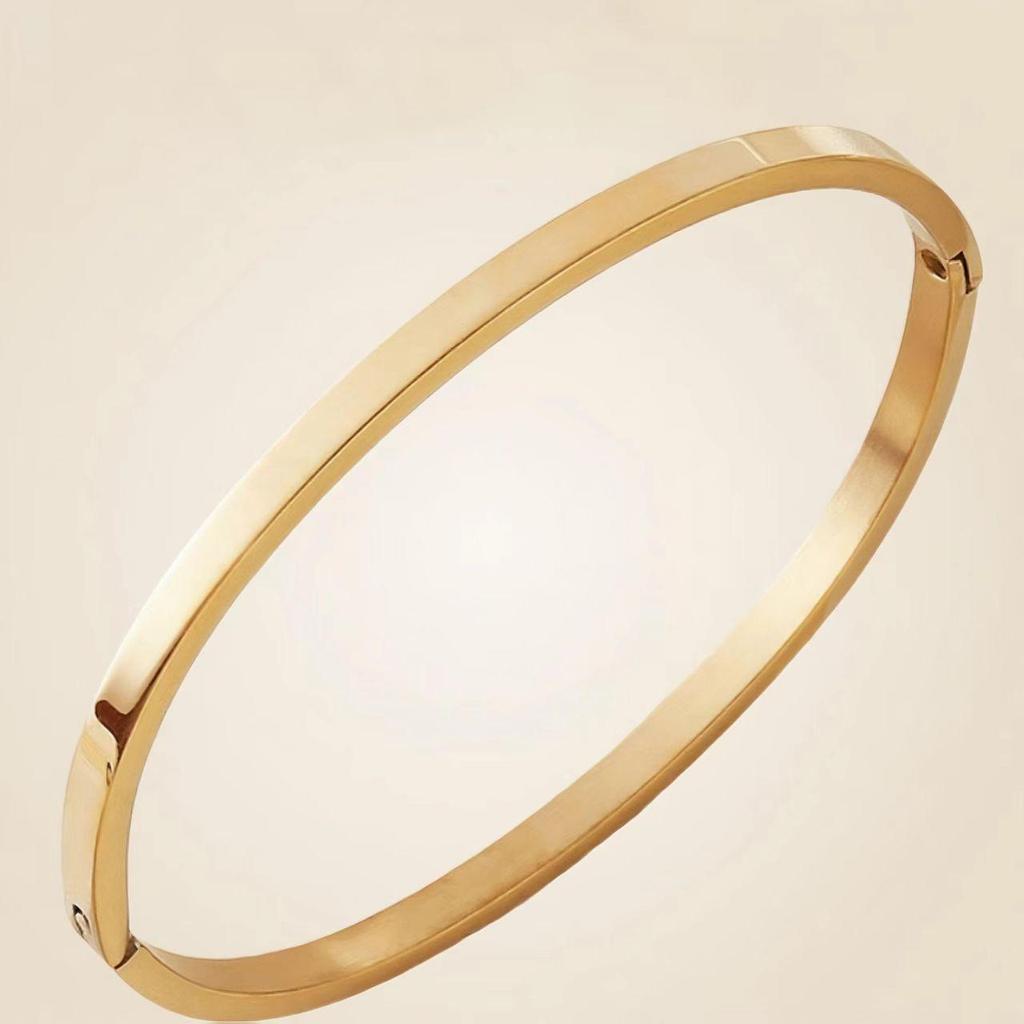 Sleek European-Style 8mm Stainless Steel Buckle Bracelet for Couples