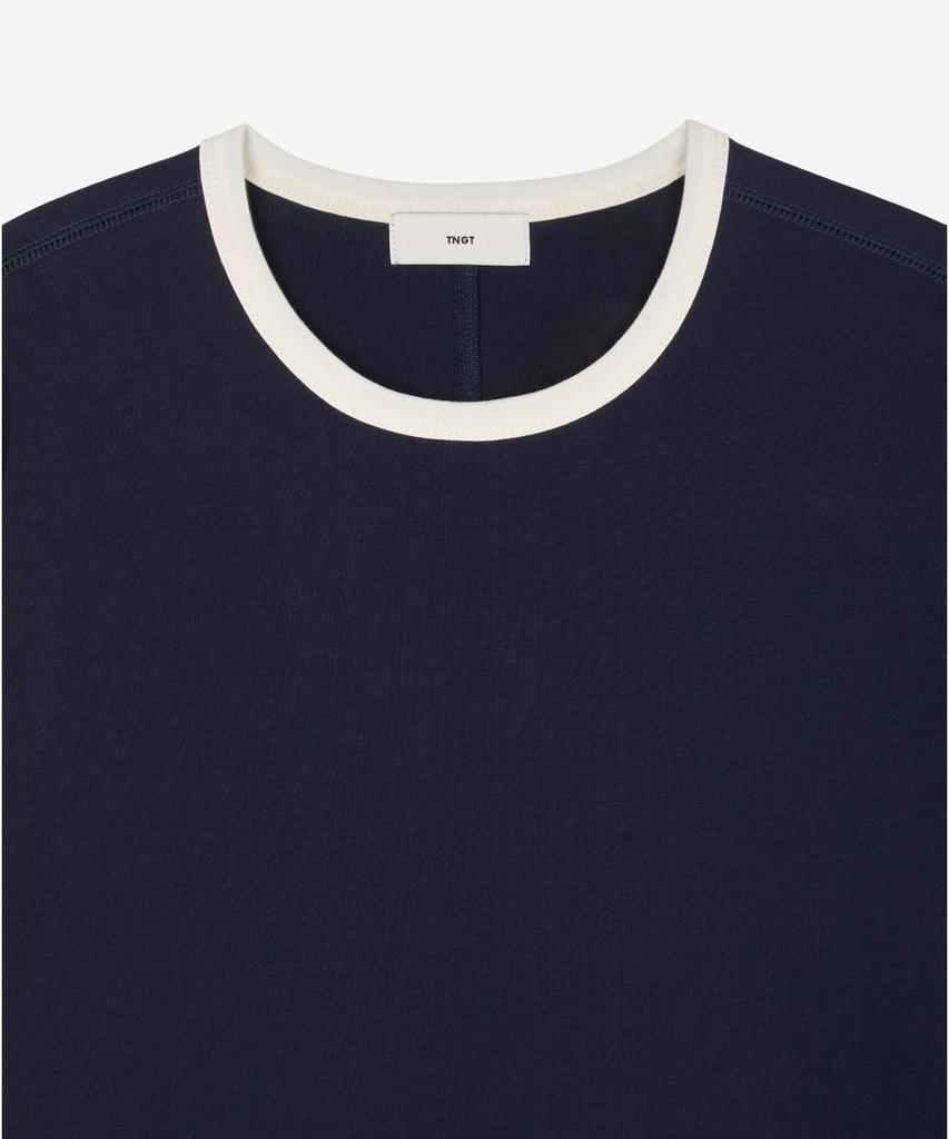 Tienjiti W Cropped Ringer Tee (Navy) Tnts6E210N2