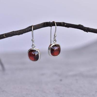 Brinco de granada, prata esterlina 925 maciça, brinco feito à mão, presente para ela, presente de aniversário, joias de prata