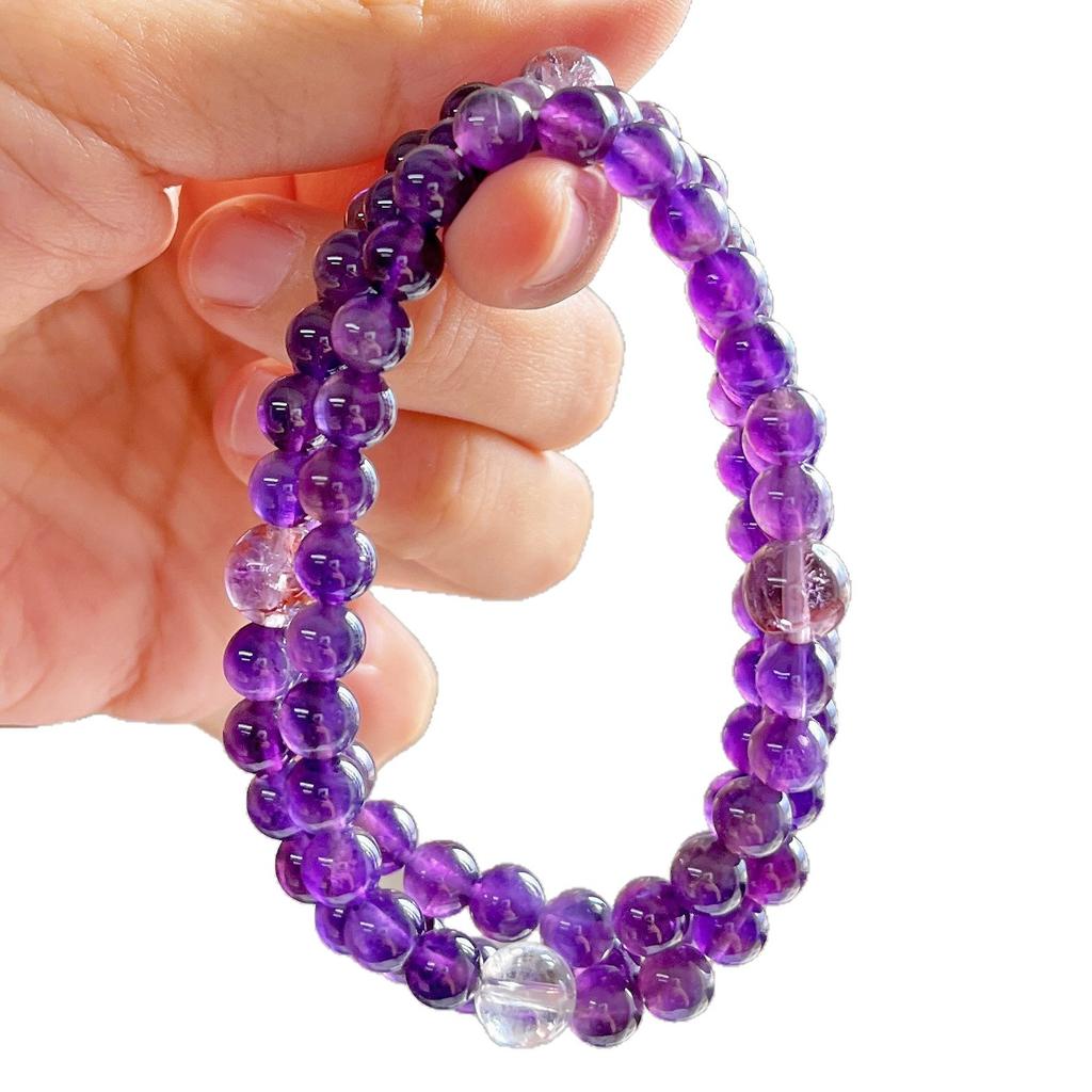 6Mm Autumn And Winter Natural Royal Amethyst Design Multi-Circle Bracelet Bracelet