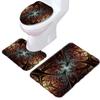 Cooles Muster Badezimmerbodenmatte Toilette Dreiteiliges Set