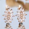1 Pairs Fashion White Zircon Flowers Hoop Earrings Luxury Golden Color Wedding Jewelry Gifts