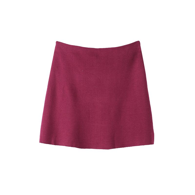 Burgundy Skirts Woman Short Autumn Solid Skinny Female A-line Short Skirt Elegant Office Lady Casual