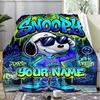 Custom Name Snoopy Graffiti Art. Flannel Fleece Blanket Cozy Warm Throw Blanket For Couch Bed Travel All Season Use