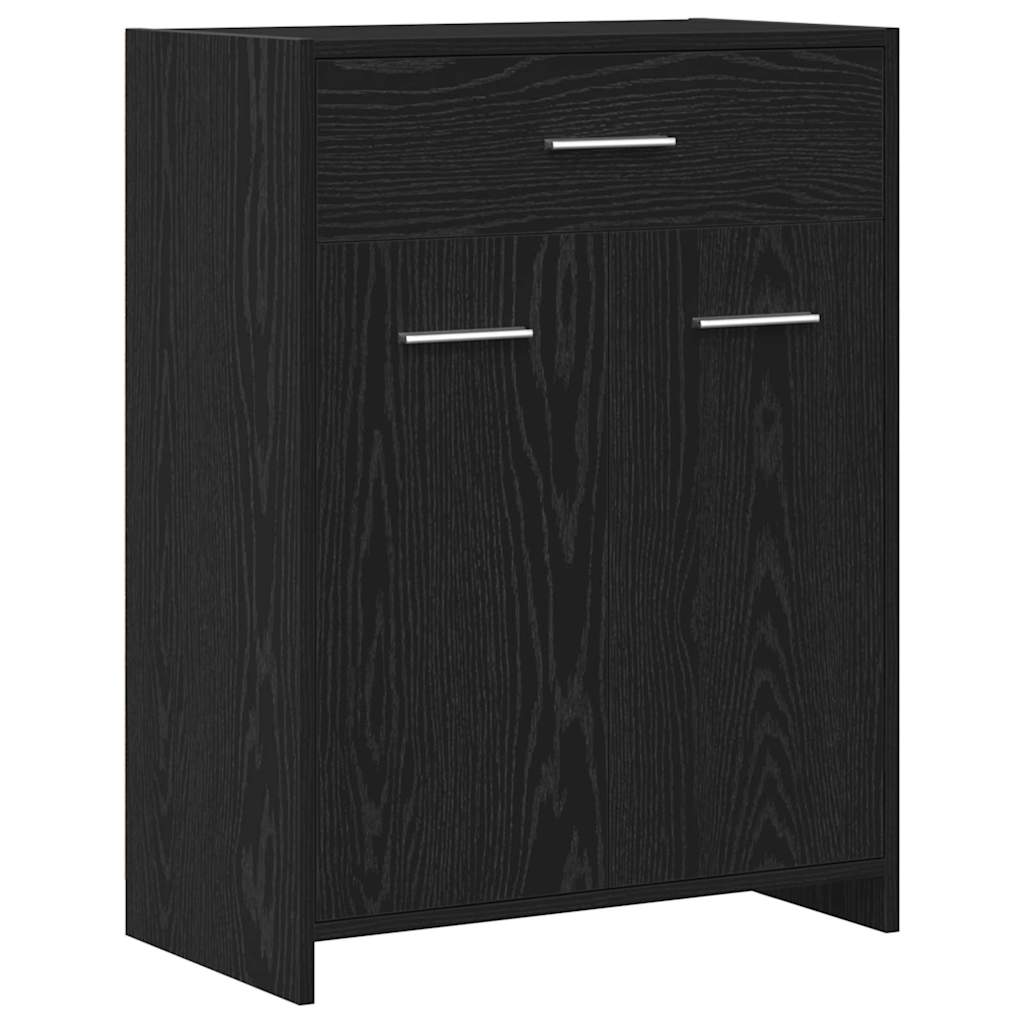 Bathroom Cabinet with Door Black Oak Effect 60 x 33 x 80 cm