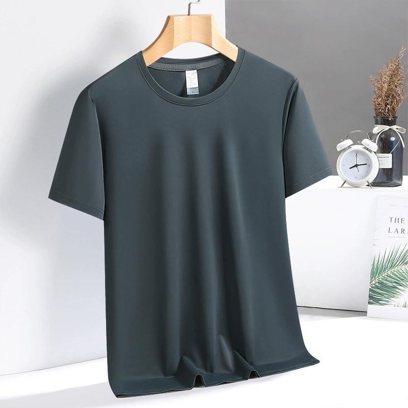 Ice Silk Short Sleeved T-shirt with Breathable Top Inside, Men's Round Neck Half Sleeve Casual