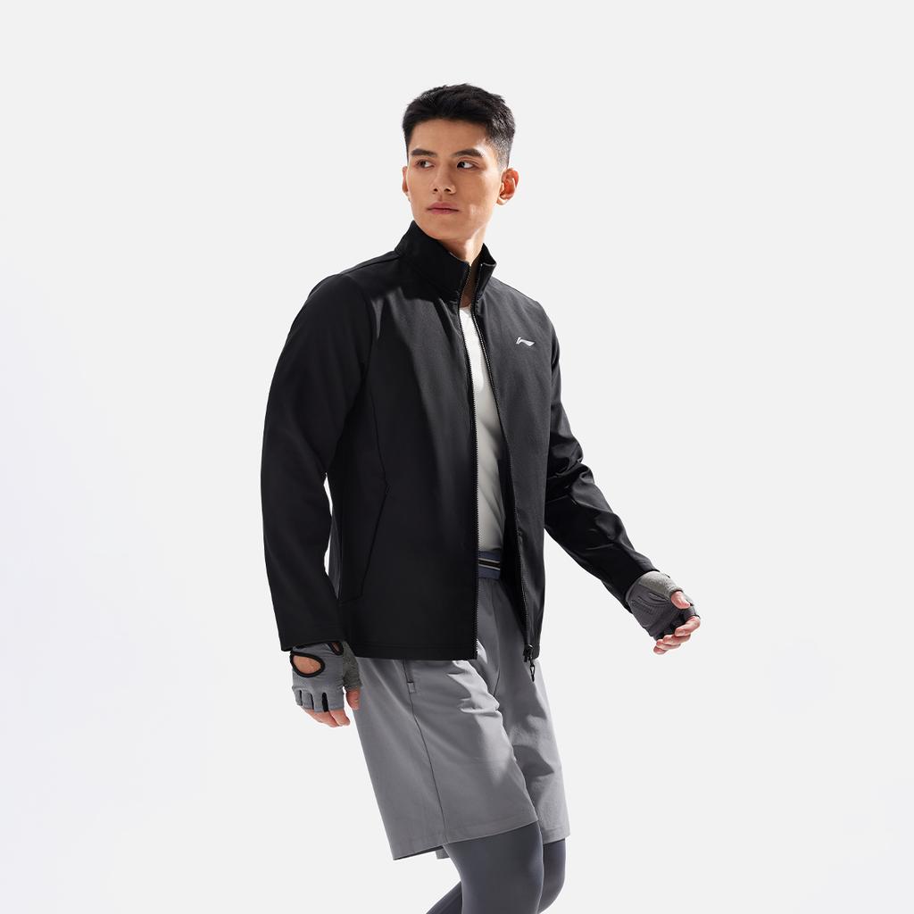 Li-Ning Solid Color Hooded Zip Jacket Men Jackets Black AWBU007-1