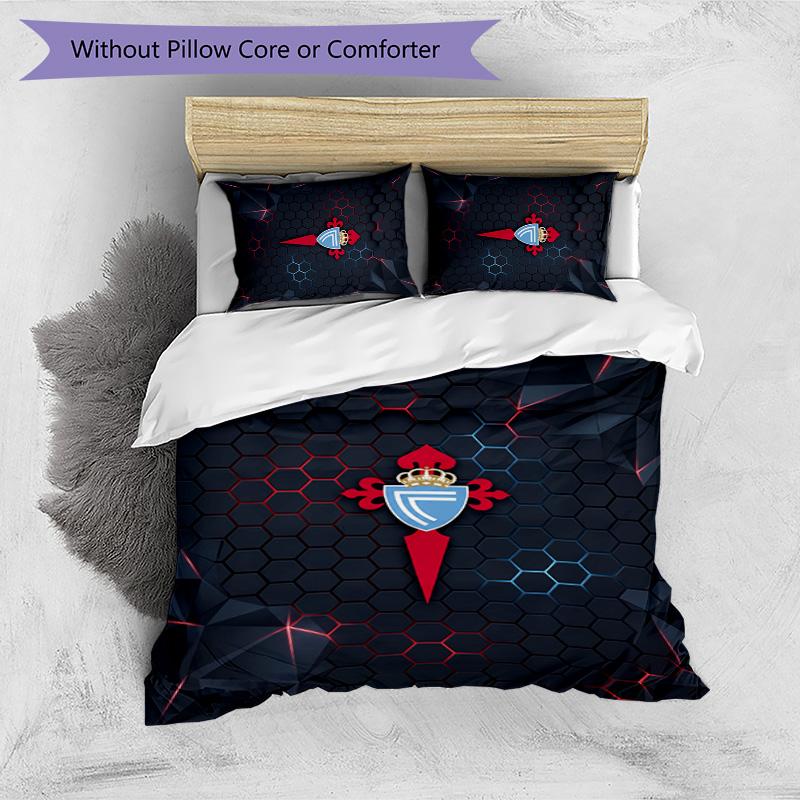 Set Biancheria da Letto 3 Pezzi Stampato Celta Vigo FC Copripiumino Traspirante con Federe Biancheria da Letto Decorativa per Camera da Letto Casa