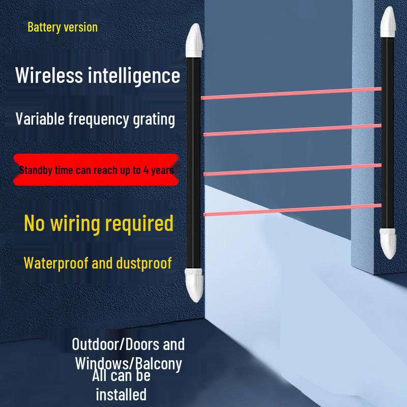 Outdoor Wireless Infrared Grating Alarm for Door and Window Anti-theft Detection No