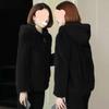 Cardigan Suéter de Veludo com Capuz Feminino - Jaqueta Grossa, Estilosa, de Pele de Cordeiro Sintética para Outono/Inverno