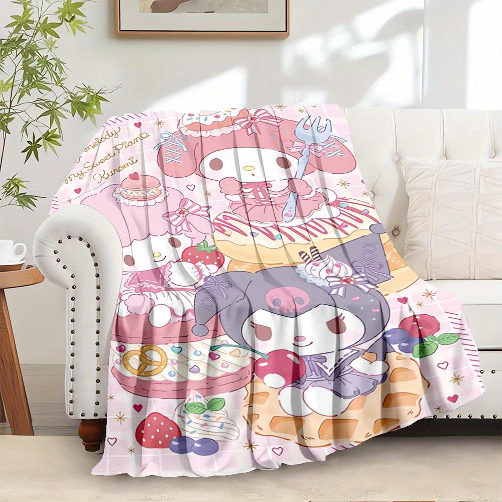 

1pc Flannel My Melody, Kuromi, Hello KittyThrow Blanket, Cartoon Truck Pattern Printed Blanket, Warm Cozy Soft Blanket For Couch Bed Sofa Ca 130x150cm