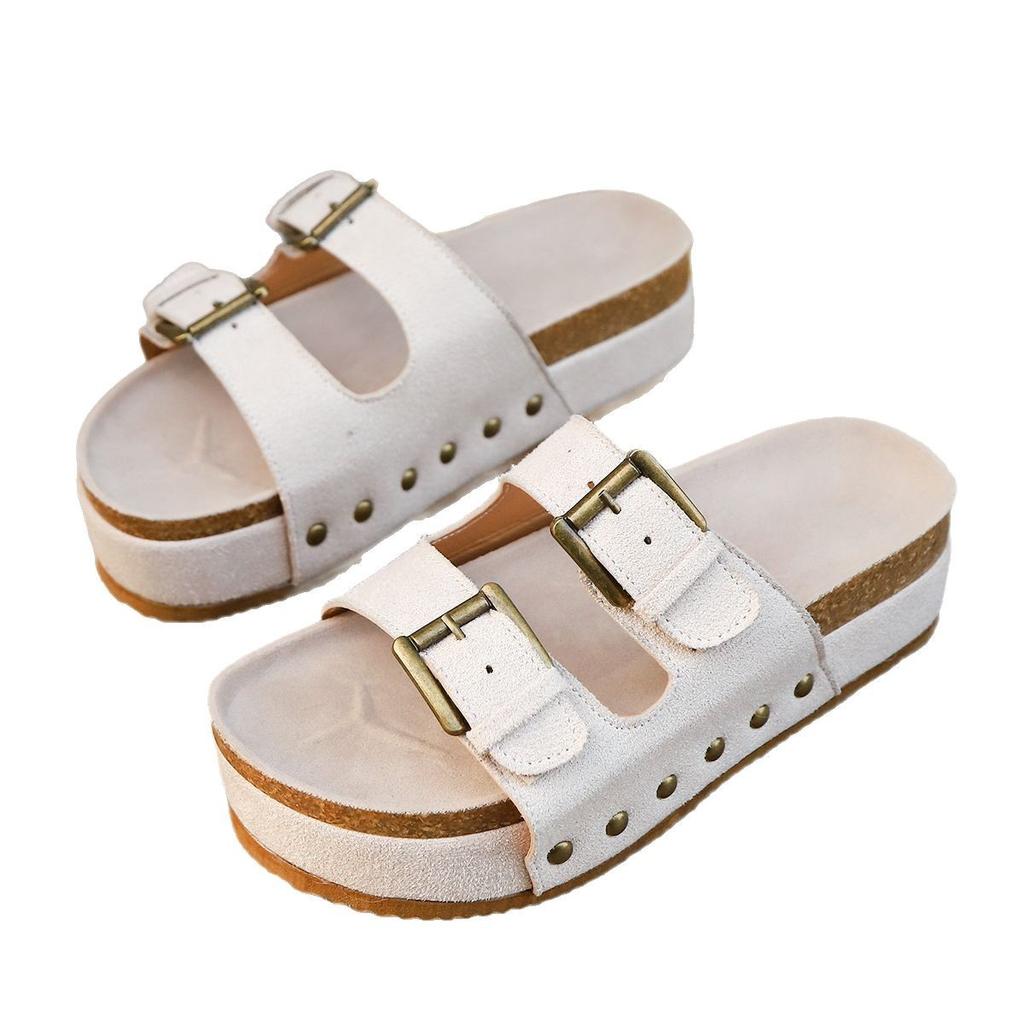 Platformy Birkenstock w dużym rozmiarze 22 wiosna i lato nowe retro Birkenstocki leniwe klapki plażowe z odkrytymi palcami chłodne