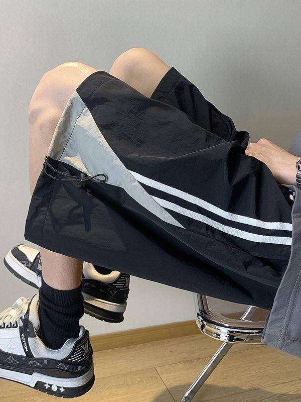 

Мужские летние шорты для баскетбола и пляжа из быстросохнущего шелка Ice Silk - American Trend, повседневные, большого размера M чёрный