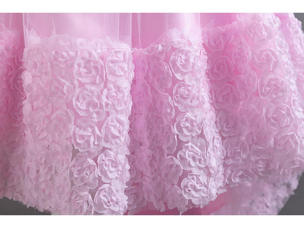 Flickors prinsessklänning med släp för högtider, fester och föreställningar