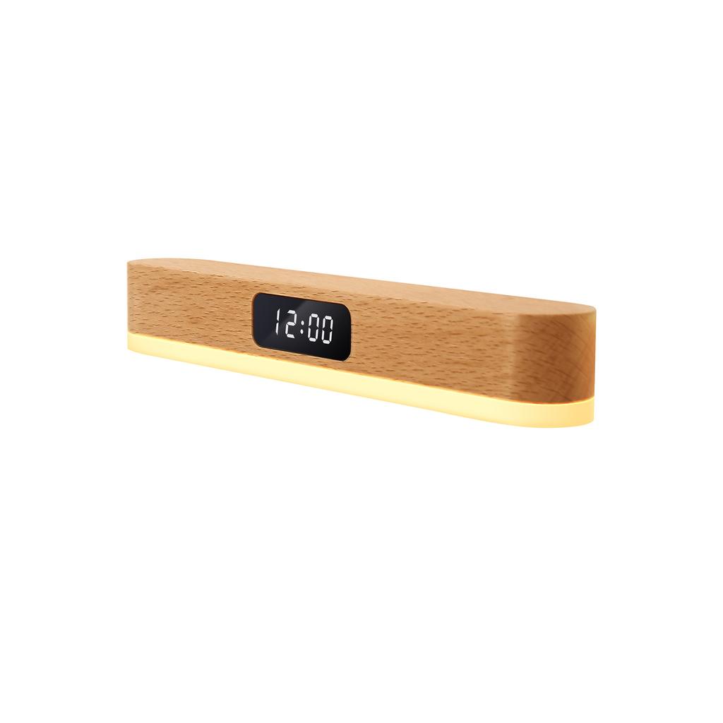 Minimalist style wooden clock lamp remote control clock lamp solid wood night light bedside lamp magnetic wall lamp living room