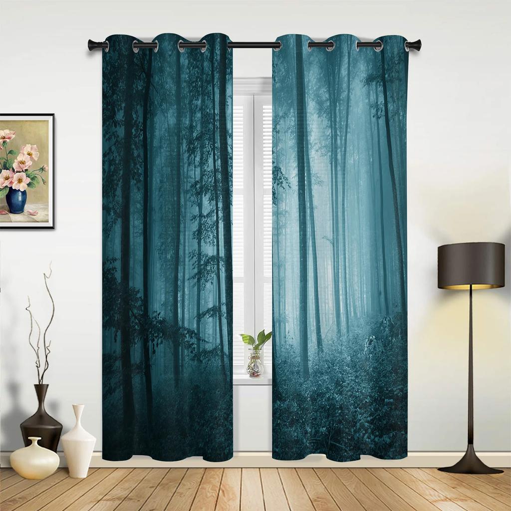 Gate Mystery Dark Halloween Horror Forest Curtains Bedroom Living Room Drapes Kitchen Children Window Curtain Home Decor Polyester Perfect For