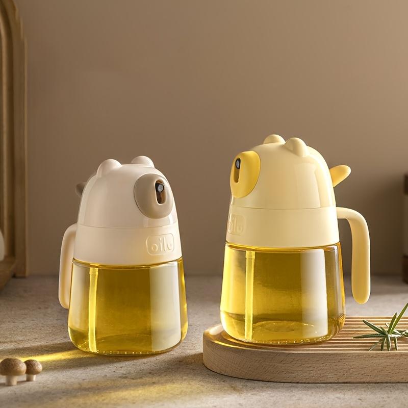 Glass Bear Shaped Oil Sprayer Bottle with Handle ,Ideal for Air Fryers, Kitchen Use, Transparent Design for Easy Monitoring,