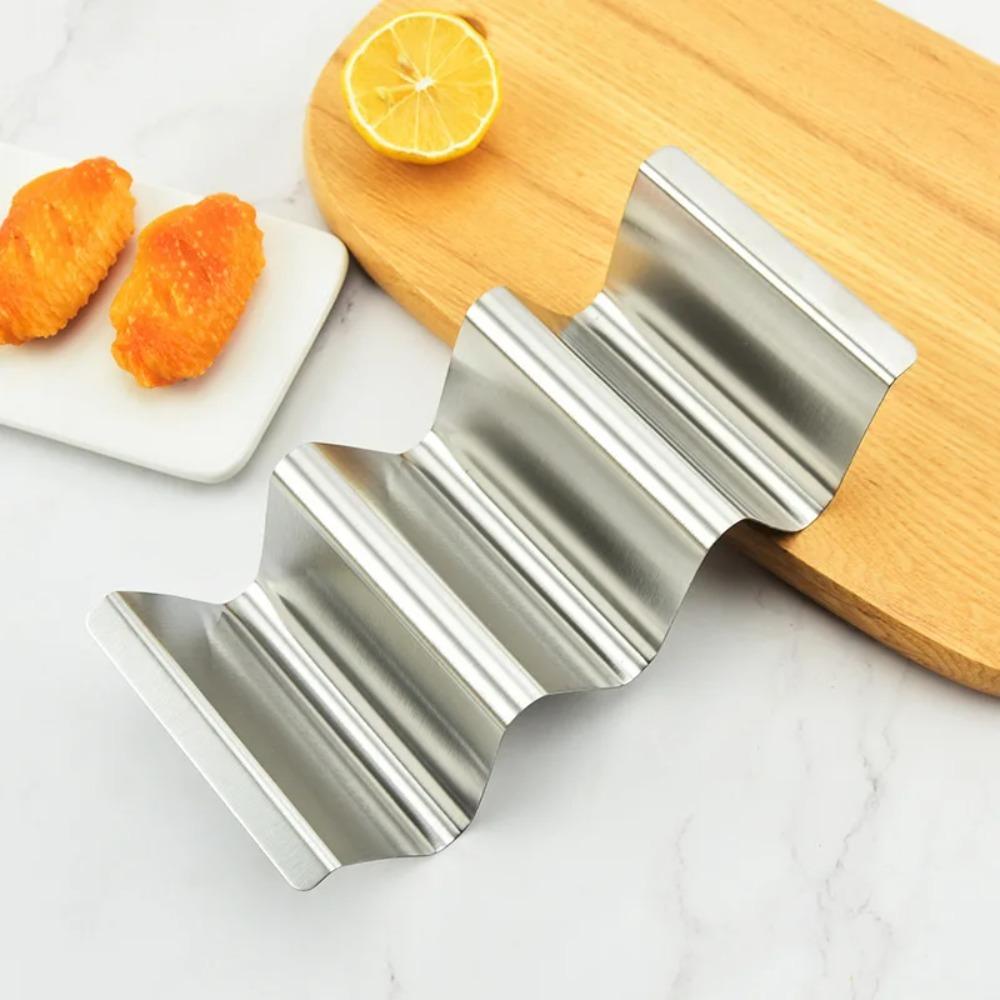 V-shaped Groove Stainless Steel Taco Holder Wavy Mexican Food Rack Durable Taco Stand  Oven