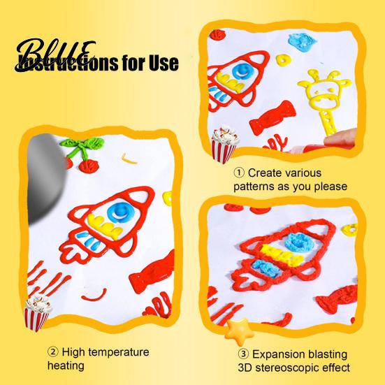 Puffy Texture Art Craft Materials Pens 3D Colors Popcorn Pens 6 Relief Pen for School